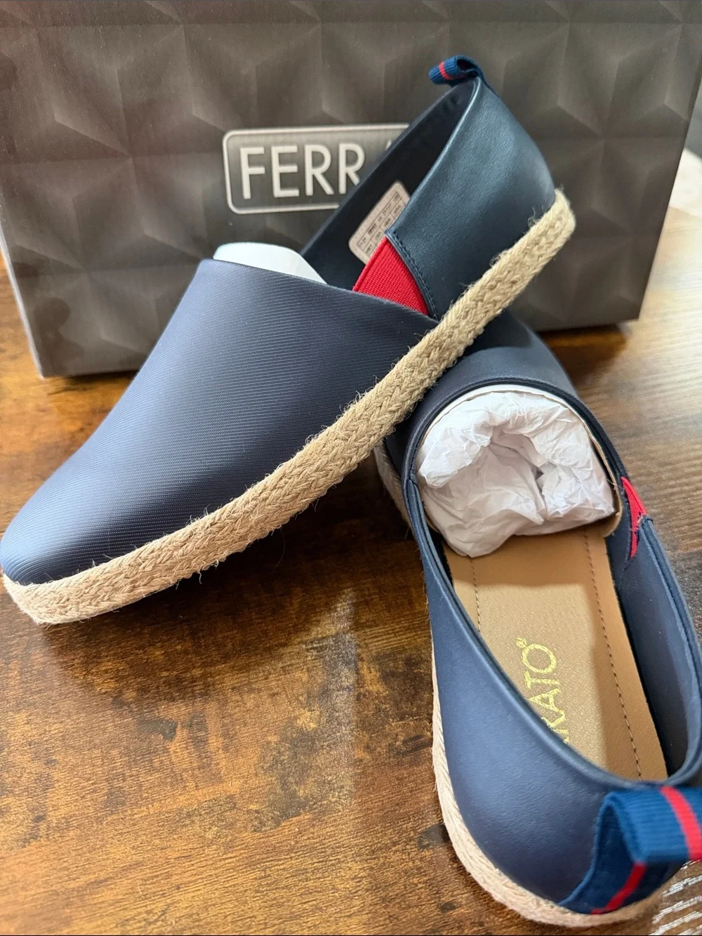 Men's Navy Slip-On Espadrilles with Red Accent